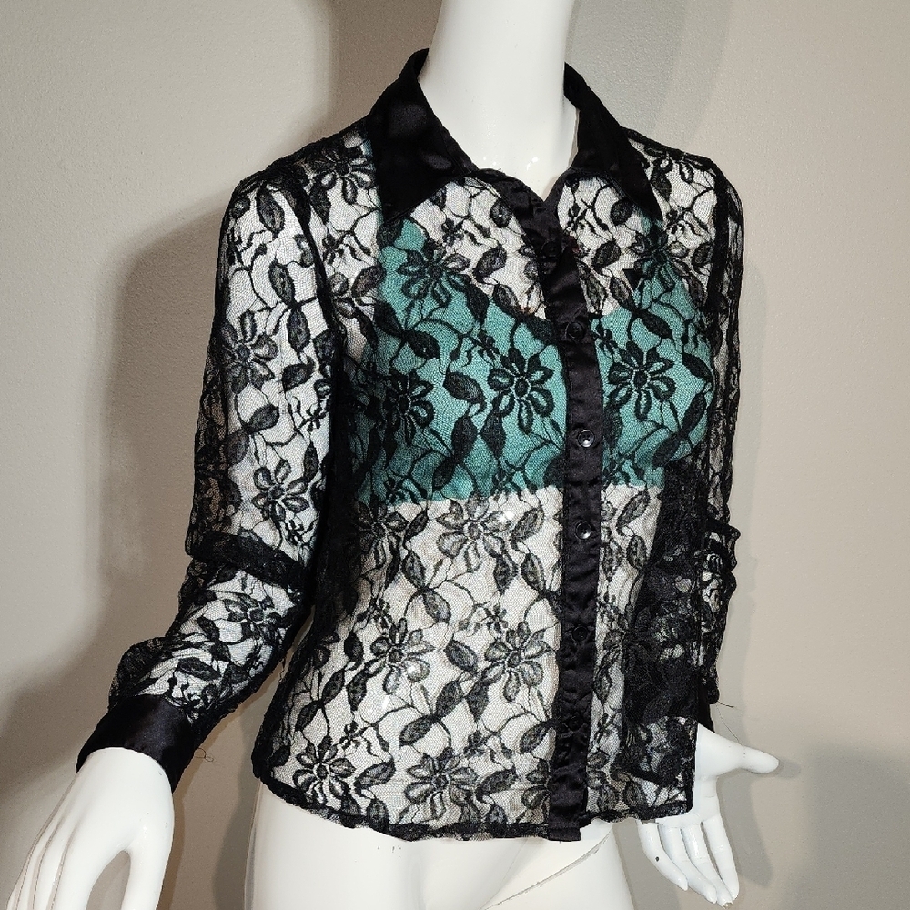 Black Long Sleeve Embellished Blouse